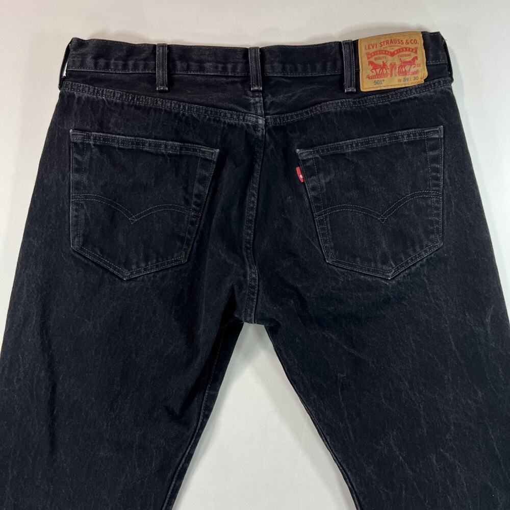 Levi's 501 Original Fit Jeans Mens 38x30 Black Straight Leg Button Fly Denim